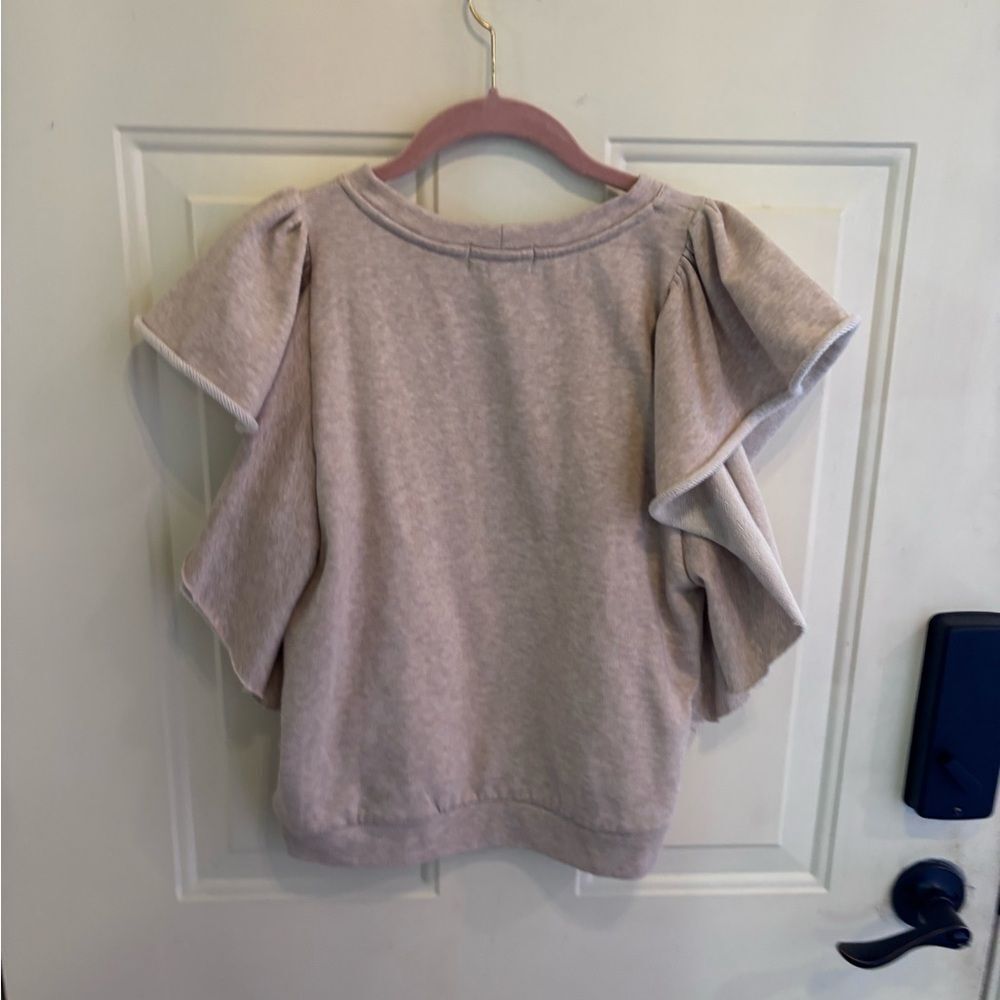 Evereve Tan Ruffle Sleeve Blouse - Picture 3 of 4